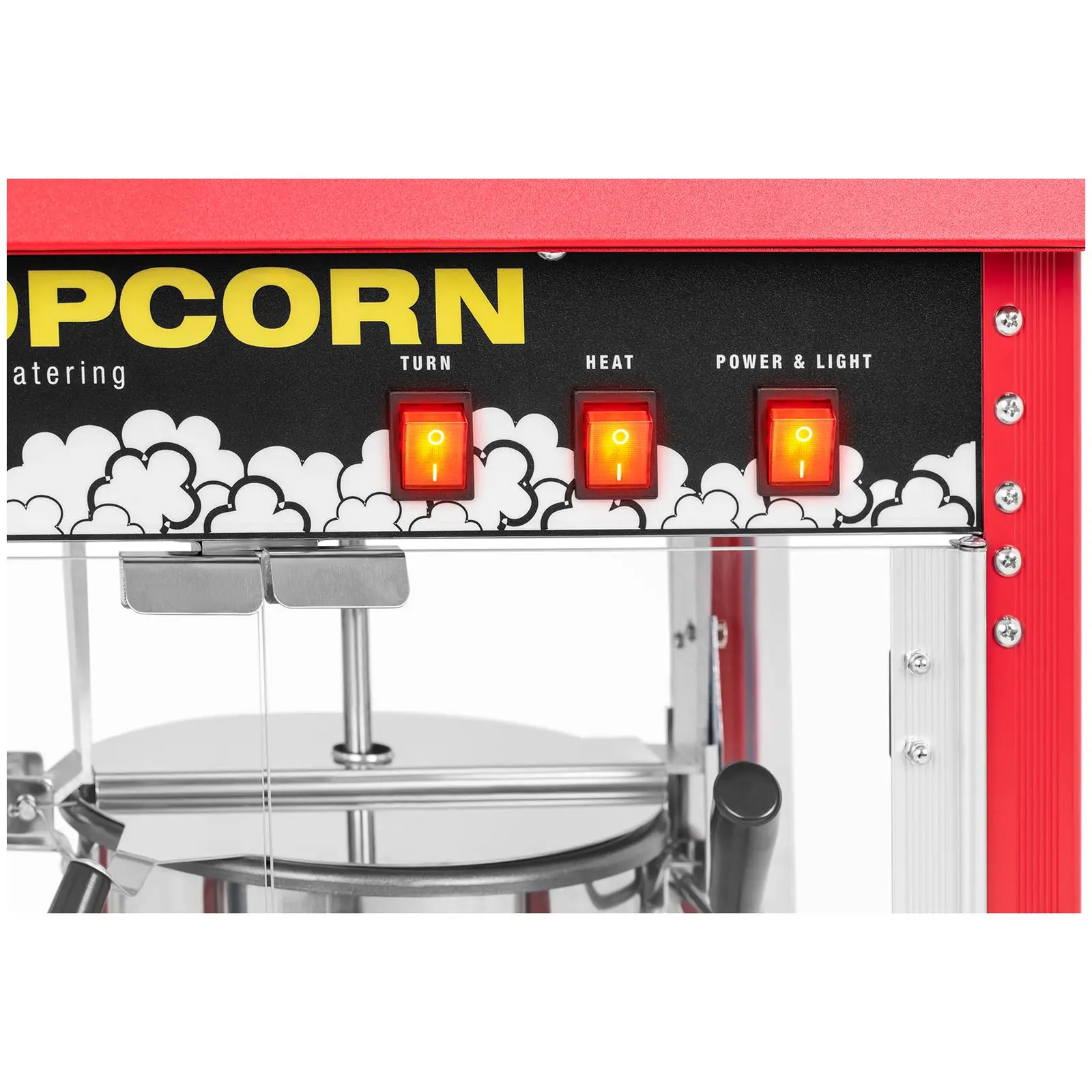 Kleine popcornmachine - 1600 W vermogen, roestvrij staal, gehard glas en teflon materiaal