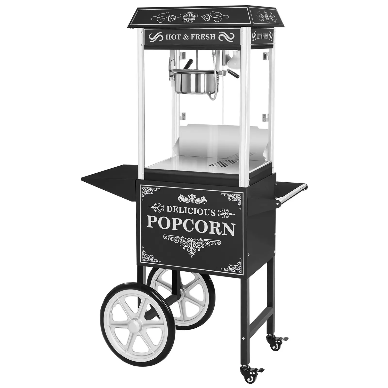 Popcornmachine met onderstel - Retro-ontwerp - Zwart