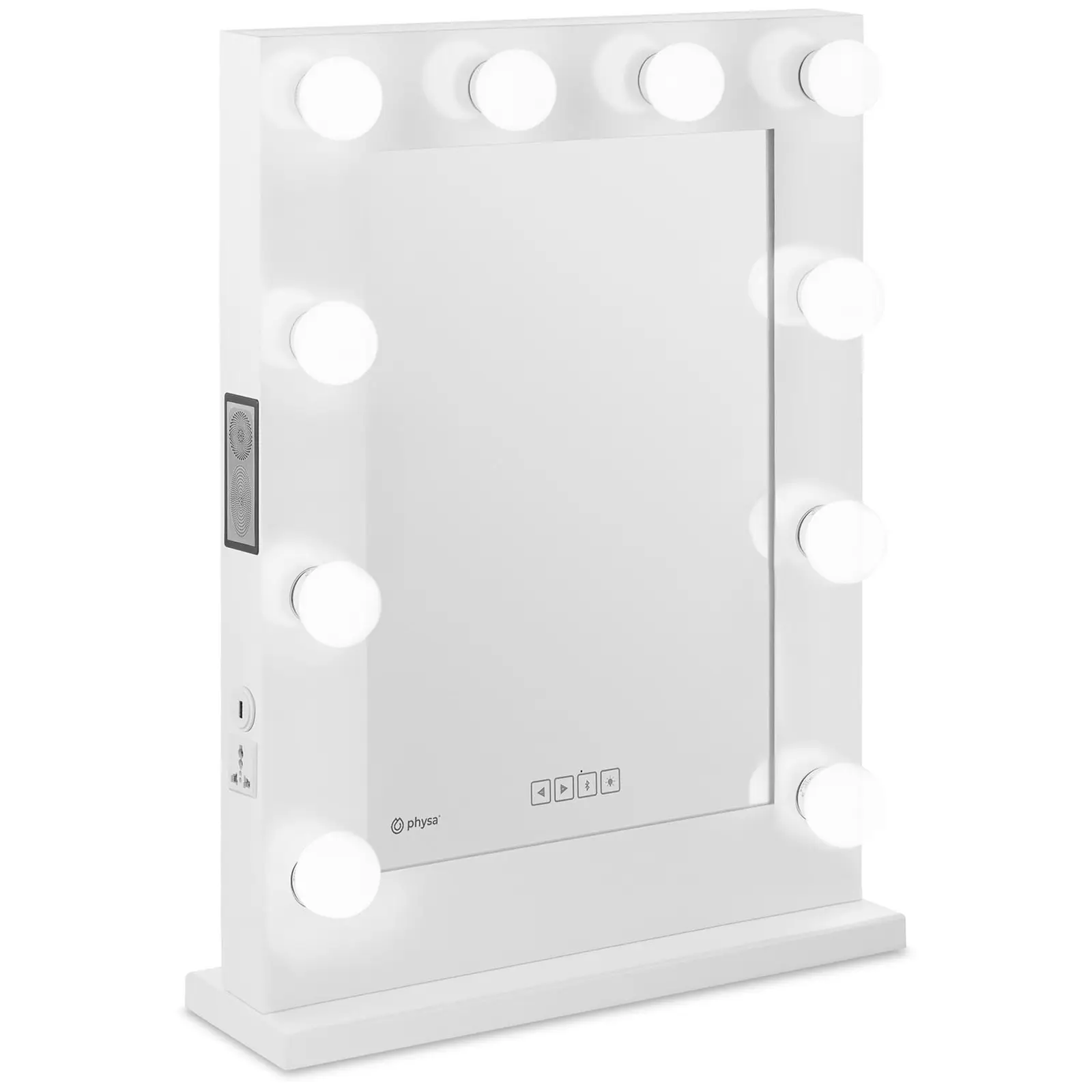 Make-up spiegel LED - wit - 10 LED's - vierkant - luidspreker