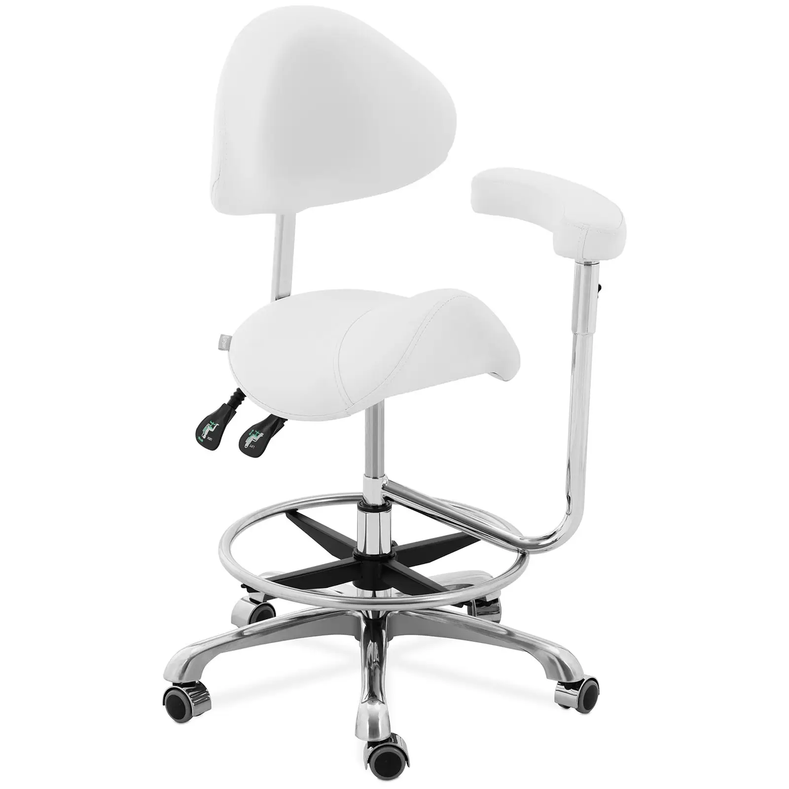 Zadel stoel - In hoogte verstelbare rugleuning en zitting - 51-61 cm - 150 kg - Wit