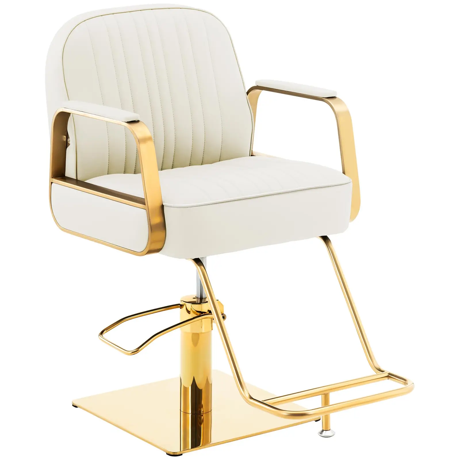 Kappersstoel met voetensteun - 920 - 1070 mm - 200 kg - Crème/Goud