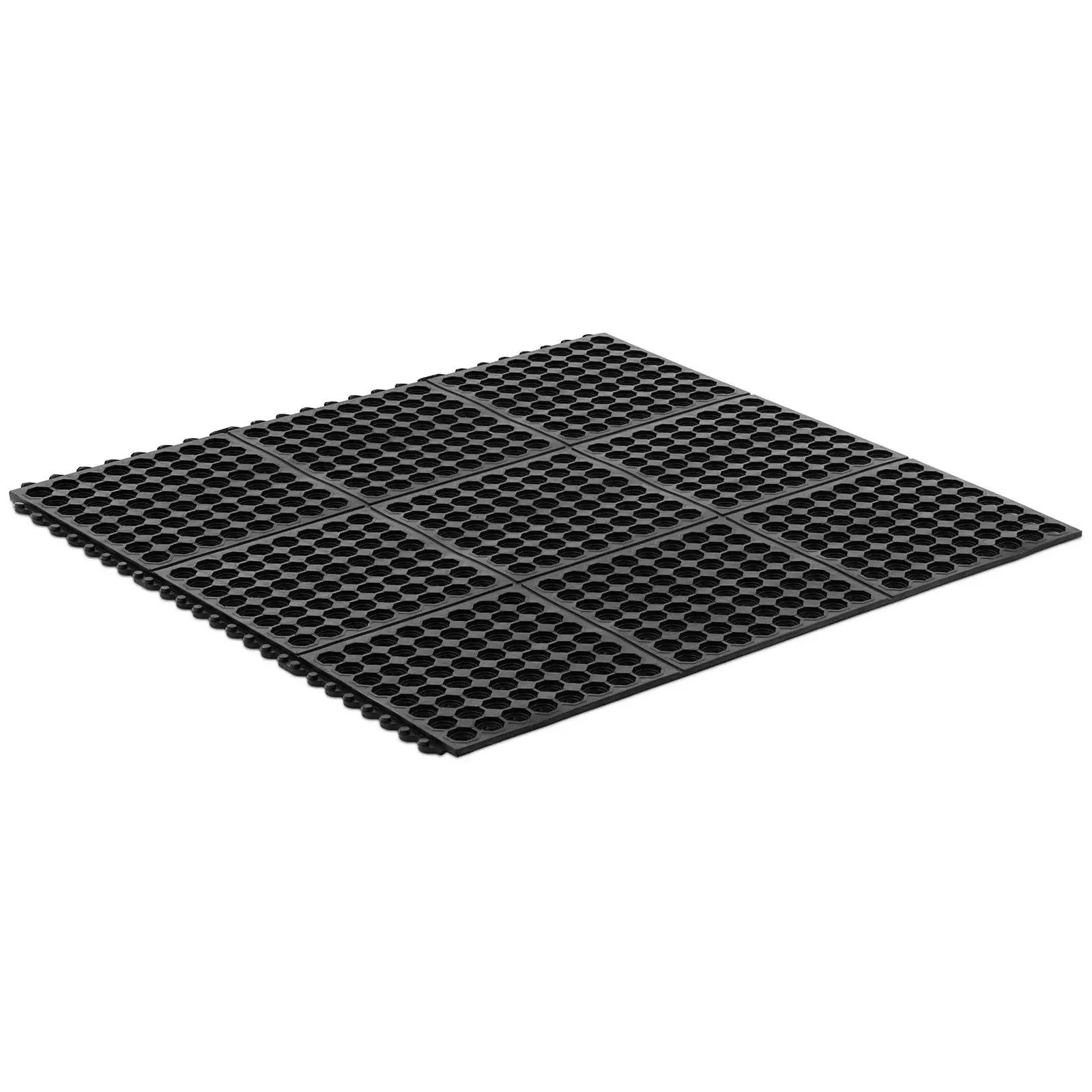 ring rubber mat - 100 x 100 x 1 cm - zwart