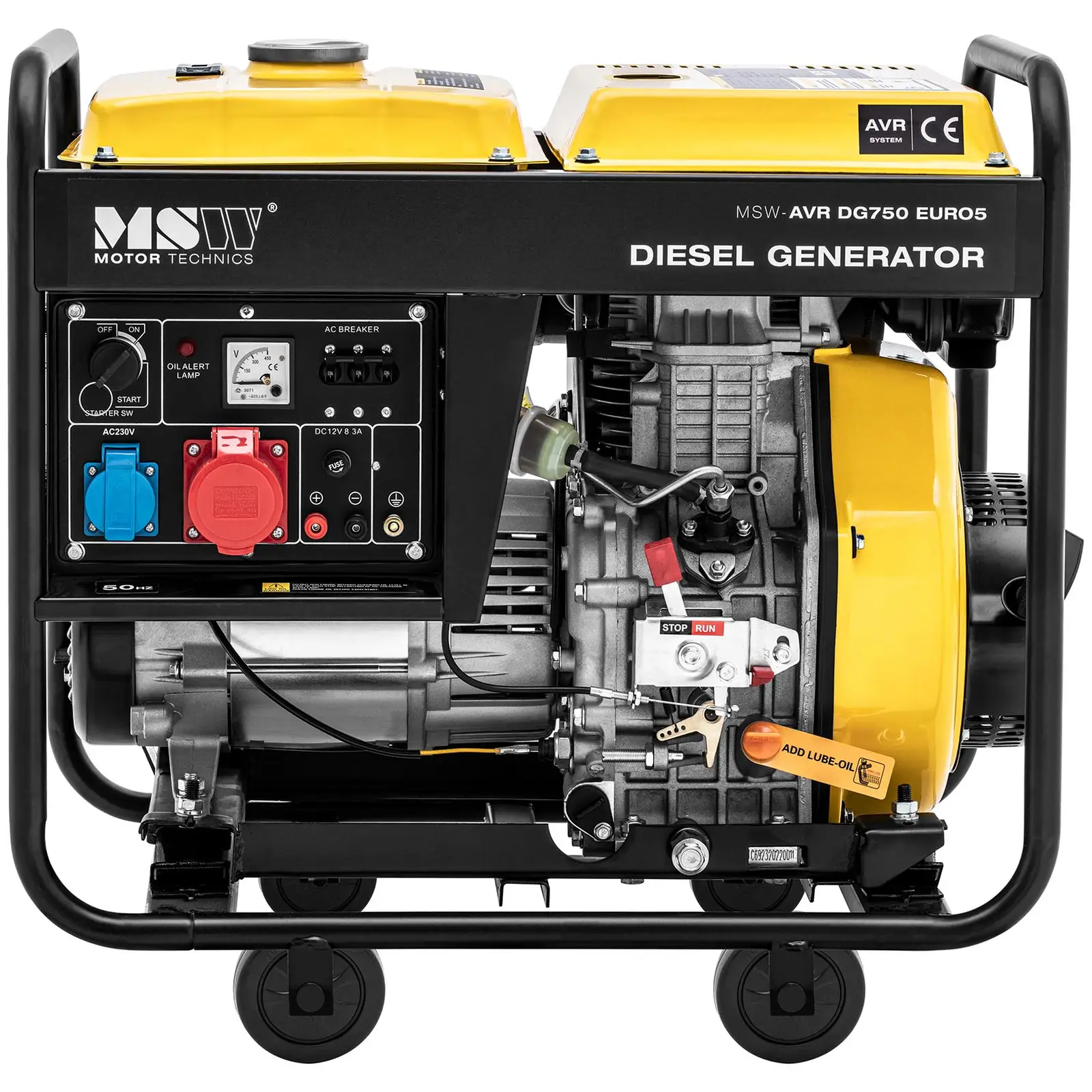 Noodgenerator diesel - 1650 / 4600 W - 12,5 L - 230/400 V - mobiel - AVR - Euro 5