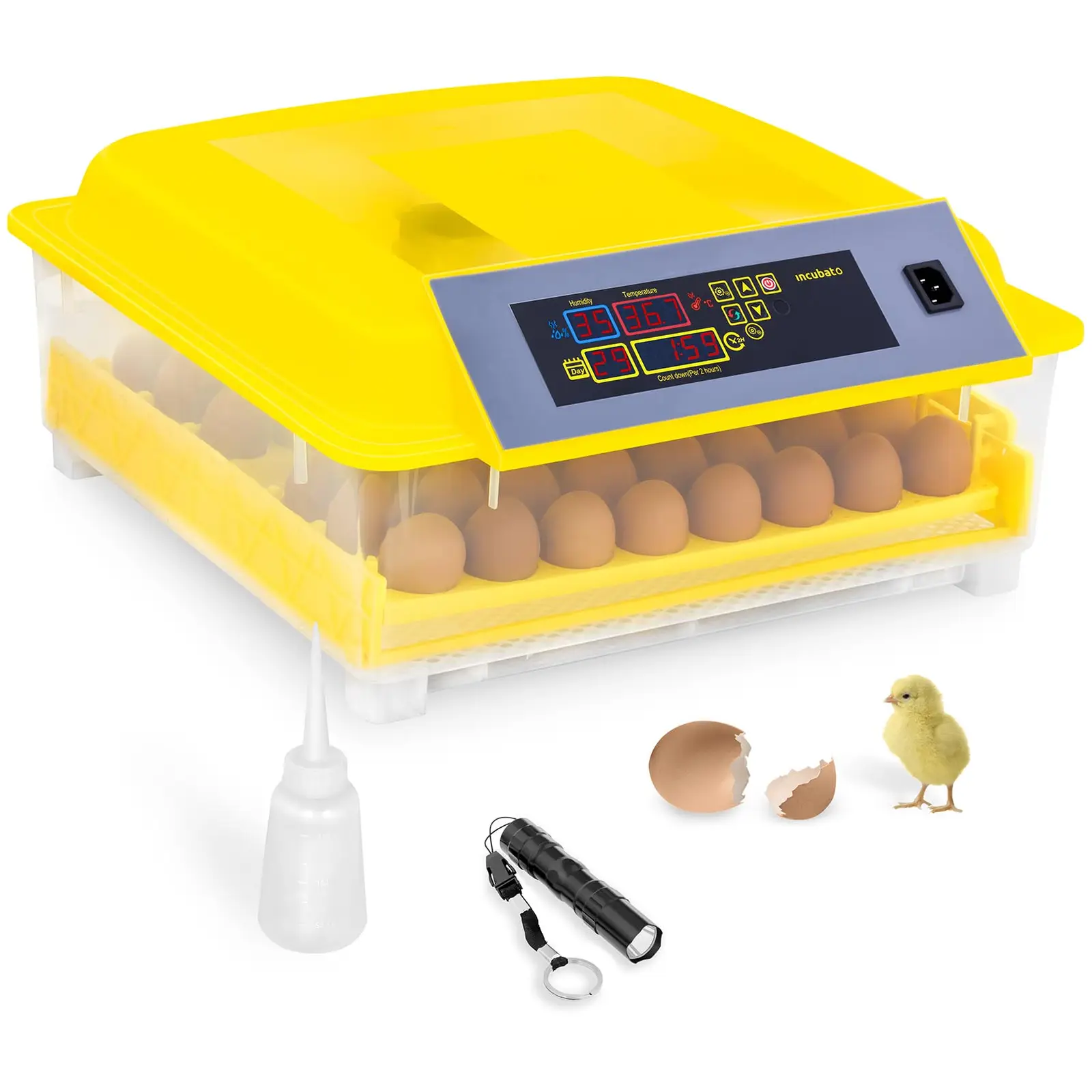 Broedmachine - 48 eieren - inclusief staaflamp en waterdispenser - volledig automatisch