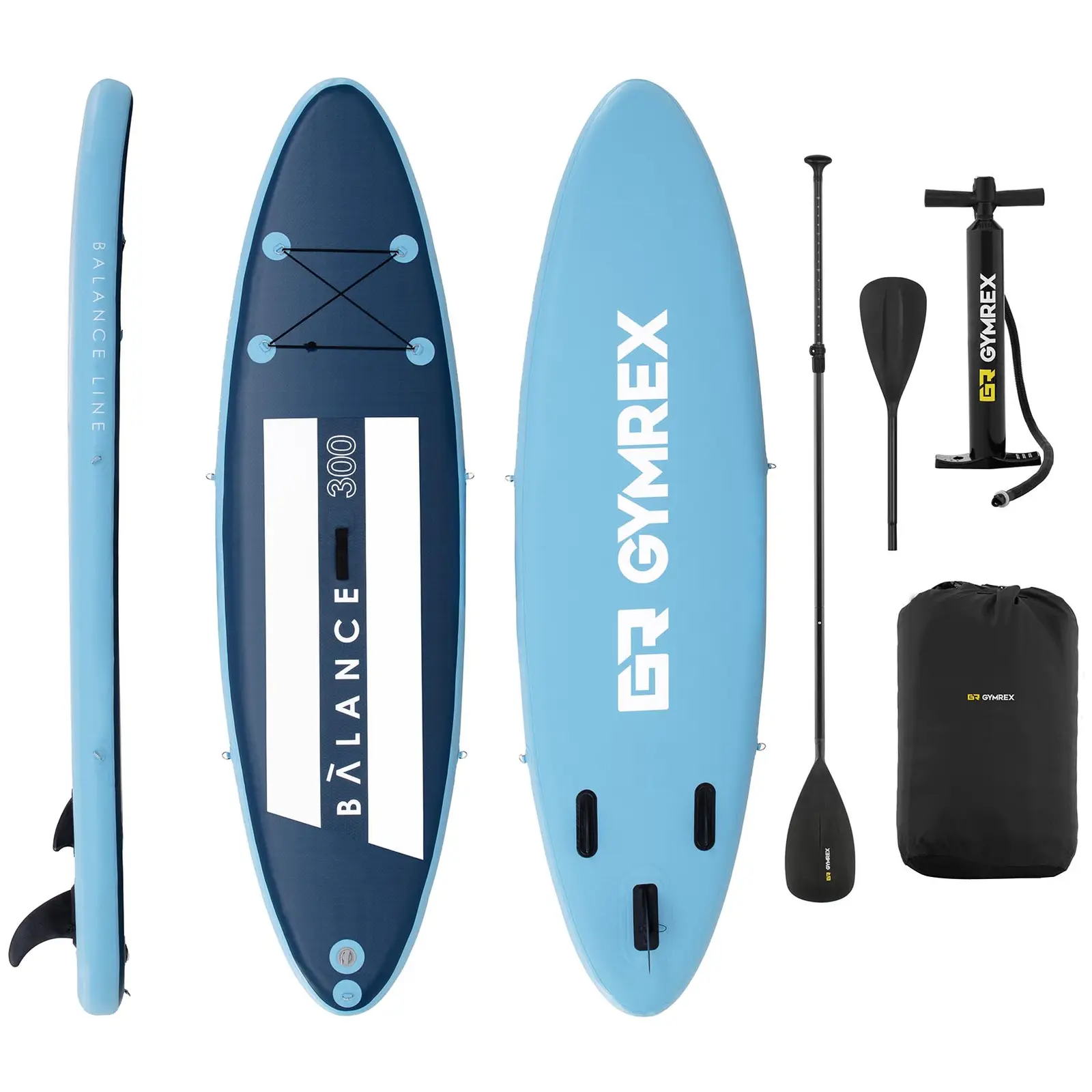 Inflatable SUP-bord - 135 kg - blauw / marineblauw - set met peddel en accessoires