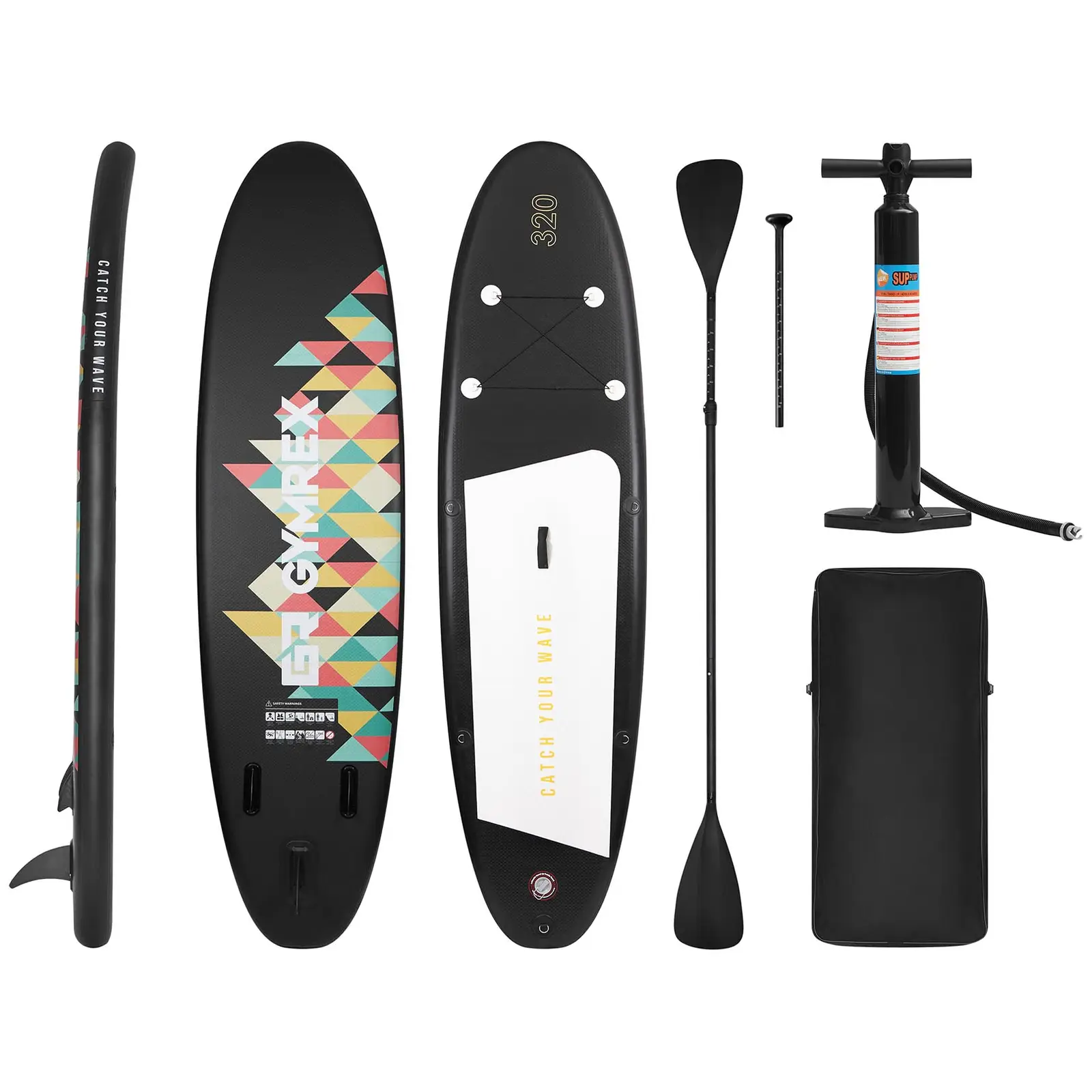 SUP paddleboard - 110 kg - opblaasbaar - zwart