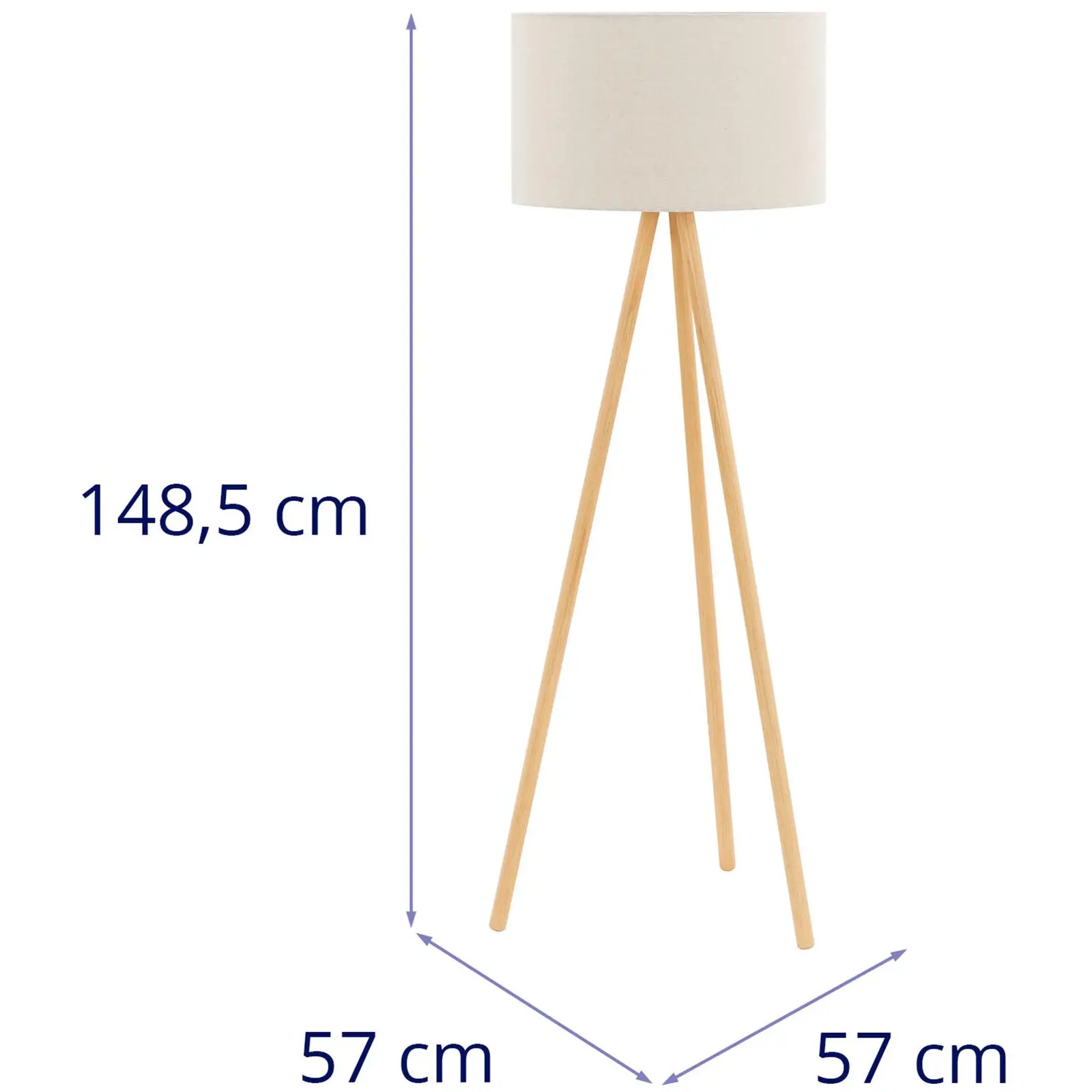 Staande lamp - Stoffen kap - 40 W - Hoogte 148 cm